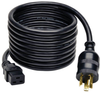 C19 to L6-30P Heavy-Duty Power Cord - 20A, 100–250V, 12 AWG, 12 ft., Black -- P040-012-P30 - Image