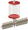 Red Color Key, Clear View Multiple Feed Electro Lubricator, 1/2 gal Pyrex Reservoir, 17 Feeds, 1/8