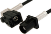 Black FAKRA Plug to FAKRA Jack Right Angle Cable 48 Inch Length Using RG174 Coax - PE38753A-48 - Pasternack