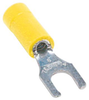 Terminal, Spade/fork, #8, Crimp, Yellow; Product Range Abb Thomas & Betts - 33F1338 - Newark, An Avnet Company