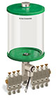 Green Color Key, Clear View Multiple Feed Electro Lubricator, 1/2 gal Acrylic Reservoir, 7 Feeds, 1/4” OD Tube Outlets, 120V/60Hz - B5162-064AB0712061GW - Oil-Rite Corp.