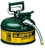 Justrite Accuflow Green Steel 1 gal Safety Can - 10 1/2 in Height - 9 1/2 in Overall Diameter - 697841-14045 - 697841-14045 - R. S. Hughes Company, Inc.