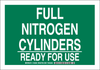 Brady B-401 Polystyrene Rectangle Green Chemical, Biohazard, Hazardous & Flammable Material Sign - 10 in Width x 7 in Height - TEXT: FULL NITROGEN CYLINDERS READY FOR USE - 125692 - 754473-73397 - R. S. Hughes Company, Inc.