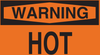 Brady B-401 Polystyrene Rectangle Orange Machine & Equipment Sign - 14 in Width x 10 in Height - TEXT: WARNING HOT - 25030 - 754476-25030 - R. S. Hughes Company, Inc.
