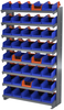 Akro-Mils APRS 400 lb Blue Gray Powder Coated Steel 16 ga Single Sided Fixed Rack - 36 3/4 in Overall Length - 40 Bins - Bins Included - APRS36462B -- APRS36462B - Image
