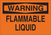 Brady B-120 Fiberglass Reinforced Polyester Rectangle Orange Chemical, Biohazard, Hazardous & Flammable Material Sign - 14 in Width x 10 in Height - TEXT: WARNING FLAMMABLE LIQUID - 69583 -- 754476-69583 - Image