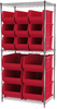 Akro-Mils Akrobin 2000 lb Adjustable Red Chrome Steel Open Adjustable Fixed Shelving System - 12 Bins, 6 Bins - 2000 lb Total Capacity - AWS24360SAB RED - AWS24360SAB RED - R. S. Hughes Company, Inc.