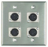 Wall Plate, 4 XLRF (Latchless), 2 Gang -- 50124 - Image