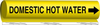 Brady B-689 Black on Yellow Polyester Wrap-Around Pipe Marker - 1/2 in Character Height - Printed Msg = DOMESTIC HOT WATER with Right Arrow - 5675-O - 754476-56441 - R. S. Hughes Company, Inc.