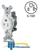 Leviton Narrow Body Single Receptacle 15 Amp, 125 Volt,.. -- T5015 - Image