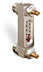 Aluminum Liquid Level Gage with Card Thermometer and Shut-off, 3” Centerline, 1/2