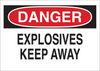 Brady B-120 Fiberglass Reinforced Polyester Rectangle White Chemical, Biohazard, Hazardous & Flammable Material Sign - 20 in Width x 14 in Height - TEXT: DANGER EXPLOSIVES KEEP AWAY - 71895 - 754476-71895 - R. S. Hughes Company, Inc.
