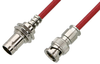 75 Ohm BNC Male to 75 Ohm BNC Female Bulkhead Cable 60 Inch Length Using 75 Ohm PE-B159-RD Red Coax - PE38132/RD-60 - Pasternack