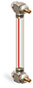 Nylon Liquid Level Gage with Shut-Off, 6” Centerline, Back Mount 1/2”-20 with Nuts - B3642-30600BB1W - Oil-Rite Corp.
