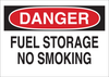 Brady B-120 Fiberglass Reinforced Polyester Rectangle White Chemical, Biohazard, Hazardous & Flammable Material Sign - 14 in Width x 10 in Height - TEXT: DANGER FUEL STORAGE NO SMOKING - 73437 - 754476-73437 - R. S. Hughes Company, Inc.