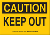 Brady B-302 Polyester Rectangle Yellow Restricted Area / No Trespassing Sign - 14 in Width x 10 in Height - Laminated - TEXT: CAUTION KEEP OUT - 124694 - 754473-72268 - R. S. Hughes Company, Inc.