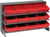 Sloped Bench Rack, 3Shelves, 12Bins, Red; Shelving Unit Type Quantum Storage - 44AC6475 - Newark, An Avnet Company