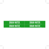 Brady B-946 White on Green Vinyl Self-Adhesive Pipe Marker - 1 1/8 in Height - 3/4 in Character Height - 7 in Length - Printed Msg = DRAIN WATER - 7092-4 - 754476-79334 - R. S. Hughes Company, Inc.