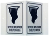 Brady Prinzing Acrylic Rectangle White Tornado & Severe Weather Shelter Sign - 9 in Width x 6 in Height - Glow in the Dark - TEXT: SEVERE WEATHER SHELTER AREA - V1SWG4G - 754476-49395 - R. S. Hughes Company, Inc.