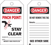 Brady B-851 Black / Red on White Polyester Equipment Safety Tag - 3 in Width - 5 3/4 in Height - Printed Msg = DANGER - PINCH POINT STAY CLEAR - Has Front and Rear Text - 86527 - 754476-86527 - R. S. Hughes Company, Inc.