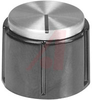 Knob, Pointer; fits 1/4 inch shaft ; Round metal top engraved, black skirt - 70152459 - Allied Electronics, Inc.