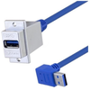 USB 3.0 Type A Coupler, Female Panel mount to Male 90 degree up exit 50in -- MUS3A00040-50I
