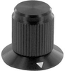 Knob;Dia 0.5in;Shaft Sz 0.25in;Panel;Triangle Skirt Arrow;Black Matte;Aluminum - 70126061 - Allied Electronics, Inc.