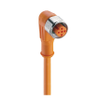 M12 F&B (PVC) Sensor/Actuator Single-Ended Cordset: Female, angled, 5-pin, A-coded, orange body, 50 V AC / 60 V DC, 4 A; PVC orange cable, 5-wires, 0.34 mm² - PRKWT 5-56 - Belden Inc.
