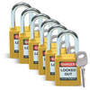 Brady Yellow Nylon Steel 6-pin Keyed & Safety Padlock 51346 - 1 1/2 in Width - 1 3/4 in Height - 1/4 in Shackle Diameter - 1 Key(s) Included - 754476-51346 - 754476-51346 - R. S. Hughes Company, Inc.