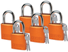 Brady Orange Aluminum 6-pin Keyed & Safety Padlock 51368 - 1 1/2 in Width - 1 3/5 in Height - 1/4 in Shackle Diameter - 2 Key(s) Included - 754476-51368 - 754476-51368 - R. S. Hughes Company, Inc.