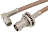 SMA Male Right Angle to BNC Female Bulkhead Cable 12 Inch Length Using RG400 Coax - PE34957-12 - Pasternack
