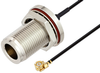 N Female Bulkhead to UMCX 2.5 Plug Cable 6 Inch Length Using 0.81mm Coax, RoHS - PE3CA1008-6 - Pasternack
