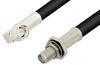 SMA Male Right Angle to SMA Female Bulkhead Cable 6 Inch Length Using 75 Ohm RG59 Coax, RoHS - PE34160LF-6 - Pasternack