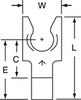 3M Scotchlok Blue Locking Brazed Non-Insulated Brazed Fork & Spade Terminal M14-14FLX - 0.9 in Length - 0.43 in Fork Width - #10 Stud - 051128-58841 - R. S. Hughes Company, Inc.