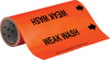 Brady B-946 Black on Orange Vinyl Self-Adhesive Pipe Marker - 12 in Height - 30 ft Length - Printed Msg = WEAK WASH with Left Arrow - 109895 - 754473-68132 - R. S. Hughes Company, Inc.