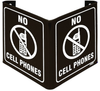 Brady Acrylic Rectangle Brown Electronics Sign - 9 in Width x 6 in Height - Glow in the Dark - TEXT: NO CELL PHONES - 49351 -- 754476-49351 - Image