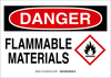 Brady B-302 Polyester Rectangle White Chemical, Biohazard, Hazardous & Flammable Material Sign - 14 in Width x 10 in Height - Laminated - TEXT: DANGER FLAMMABLE MATERIALS - 131792 - 754473-82488 - R. S. Hughes Company, Inc.