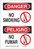Brady B-302 Polyester Rectangle White Smoking Not Permitted Sign - 10 in Width x 14 in Height - Laminated - Language English / Spanish - TEXT: DANGER / PELIGRO NO SMOKING / NO FUMAR - 90666 - 754476-90666 - R. S. Hughes Company, Inc.
