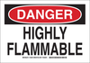 Brady B-401 Polystyrene Rectangle White Chemical, Biohazard, Hazardous & Flammable Material Sign - 14 in Width x 10 in Height - TEXT: DANGER HIGHLY FLAMMABLE - 126274 - 754473-74444 - R. S. Hughes Company, Inc.