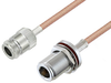 N Female to N Female Bulkhead Cable 200 cm Length Using PE-P195 Coax - PE3W02976-200CM - Pasternack