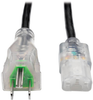 Hospital-Grade Power Cord, NEMA 5-15P to C13 - Green Dot, 13A, 125V, 16 AWG, 15 ft., Clear Plugs -- P006-015-HG13CL - Image