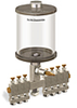 Clear View Multiple Feed Manual Lubricator, 1 qt Acrylic Reservoir, 7 Feeds, 1/8