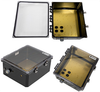 14x12x06 Polycarbonate Weatherproof Outdoor IP66 NEMA 4X Enclosure, Modified Base Drilled Mount Clear Lid Black -- TEBWPC141206-01 - Image