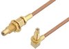 SSMC Jack Bulkhead to SSMC Jack Right Angle Bulkhead Cable 72 Inch Length Using RG178 Coax - PE3C4461-72 - Pasternack