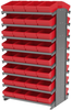 Akro-Mils 1800 lb Red Gray Powder Coated Steel 16 ga Double Sided Fixed Rack - 36 3/4 in Overall Length - 64 Bins - Bins Included - APRD182 RED - APRD182 RED - R. S. Hughes Company, Inc.