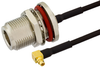 N Female Bulkhead to MMCX Plug Right Angle Semi-Flexible Precision Cable 9 Inch Length Using PE-SR405FLJ Coax, RoHS - PE39464-9 - Pasternack