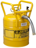 Justrite Accuflow Yellow 5 gal Safety Can - 17 1/2 in Height - 11 3/4 in Overall Diameter - 697841-14087 - 697841-14087 - R. S. Hughes Company, Inc.