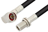N Male Right Angle to N Female Bulkhead Cable 36 Inch Length Using RG8 Coax - PE34216-36 - Pasternack