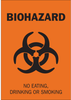 Brady B-120 Fiberglass Reinforced Polyester Rectangle Orange Chemical, Biohazard, Hazardous & Flammable Material Sign - 10 in Width x 14 in Height - TEXT: BIOHAZARD NO EATING, DRINKING OR SMOKING - 69 - 754476-69813 - R. S. Hughes Company, Inc.