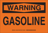 Brady B-302 Polyester Rectangle Orange Chemical, Biohazard, Hazardous & Flammable Material Sign - 14 in Width x 10 in Height - Laminated - TEXT: WARNING GASOLINE - 126563 - 754473-74752 - R. S. Hughes Company, Inc.